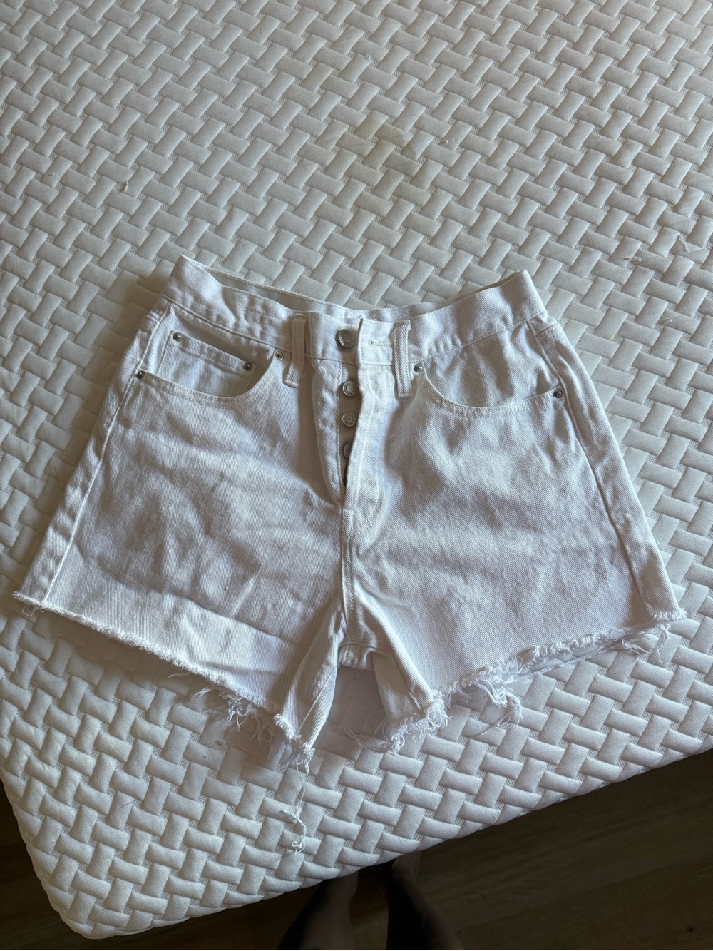 Z Supply Everyday Hi-Rise White Denim Cutoff Shorts